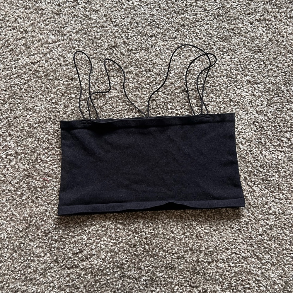 Black Tube Bra with Thin Staps